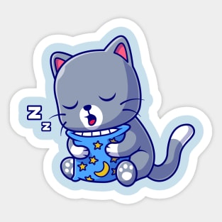 Cute Cat Sleeping With Pillow Cartoon Sticker